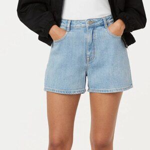 [27] Frank and Oak Organic Cotton High-Waisted Denim Jean Shorts – Light Wash